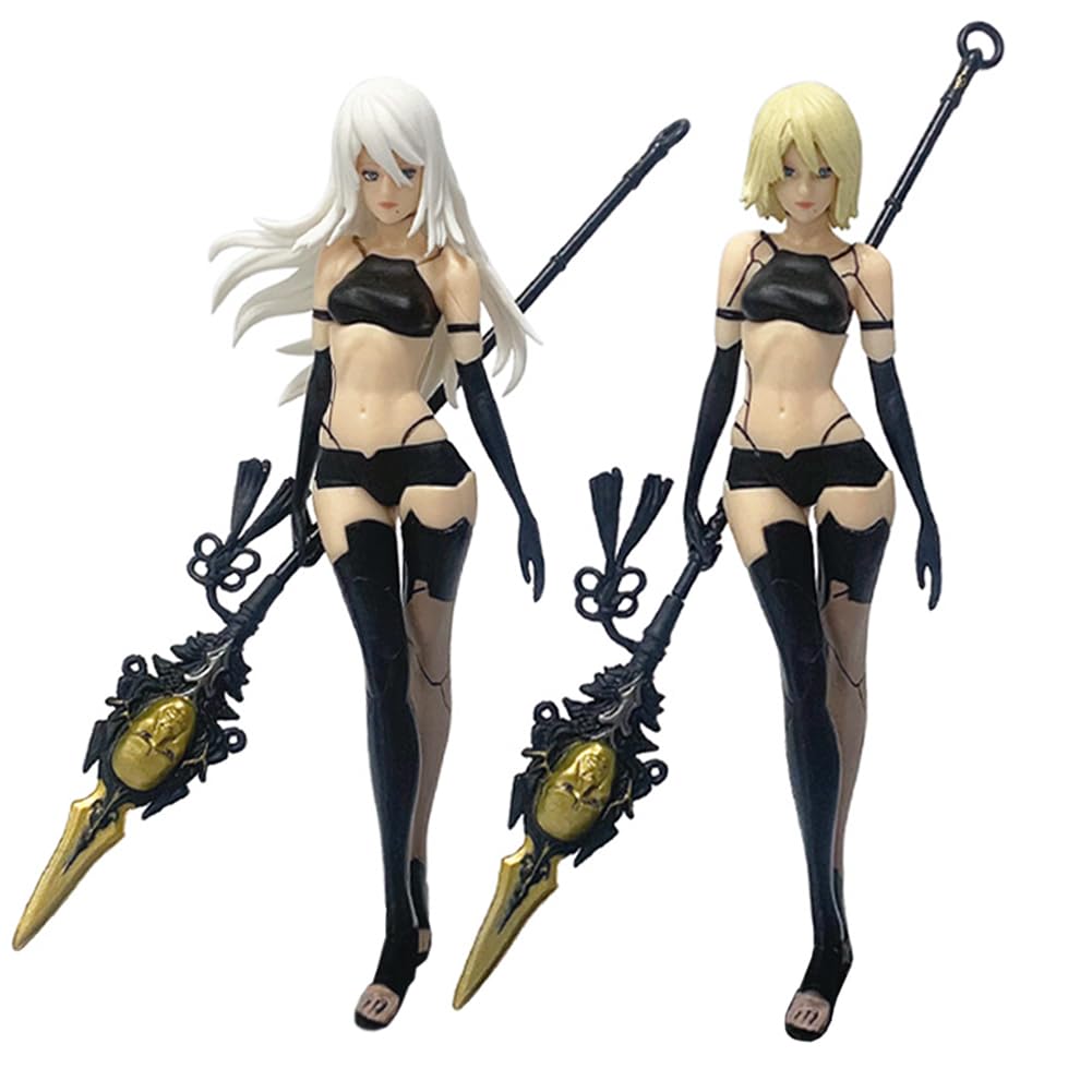 Gooyeh 2PCS A2yorha Game Figure A2 Action Figure, Standing Posture Holding Gun PVC Statue Model Anime Figure Collection Desktop Ornaments Decoration 18CM