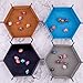 SIQUK 4 Pieces Dice Tray Set Foldable Dice Trays Hexagon Rolling Tray PU Leather Holder Srotage Box (Camel, Sky Blue, Black, Gray)