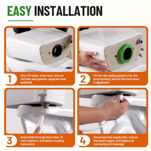 Image of 3'' Toilet Tank to Bowl Coupling Kit, Fit for American Standard Champion 4 | Toilet Parts AS738756-0070A, Repair Kit with Gasket, Bolts, Washers - Fixes Leaks, Universal for Most 3 inch Flush Valve Tanks