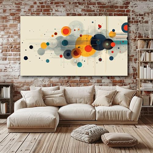 Toile à cercles abstraits art mural géométrique tableau moderne 60x105