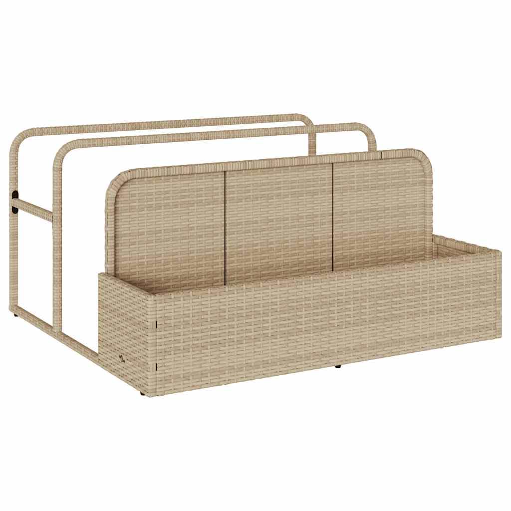 Pool Aufbewahrungsbox Beige 110x100x57 cm, Garten Schrank für Poolzubehör, Aufbewahrungskorb für Schwimmbad Spielzeug und Gartenutensilien aus PE-Rattan