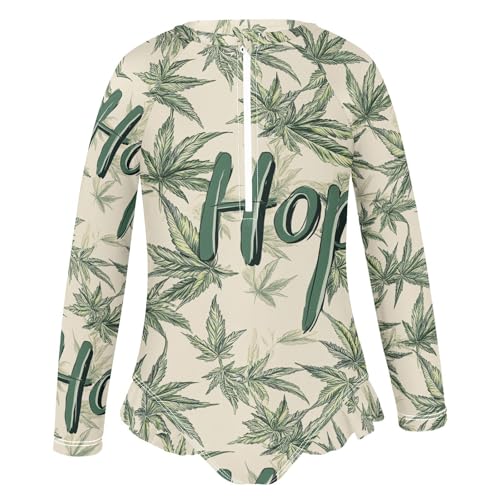 Retro Canna Neutral 1 Piecing Girls Swimsuit Long Sleeve Sun Protection Swimming Suits Bathing Suit Toddler2