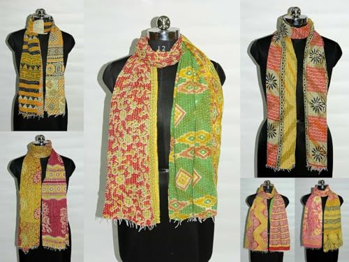 Indian Handmade Cotton Kantha Scarf Reversible Colorful Assorted Colors. Gorgeous4