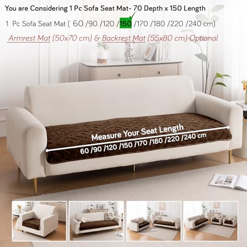 Image of HOKIPO 'Velvet Maze' Premium Anti Slip Sofa Cover Mats for L Shape and 1 /2 /3 Seater Sofa. Make Your Own Sofa Cover Set, 70(D) x 150(L) cm, Dark Brown (AR-5906-DBR)