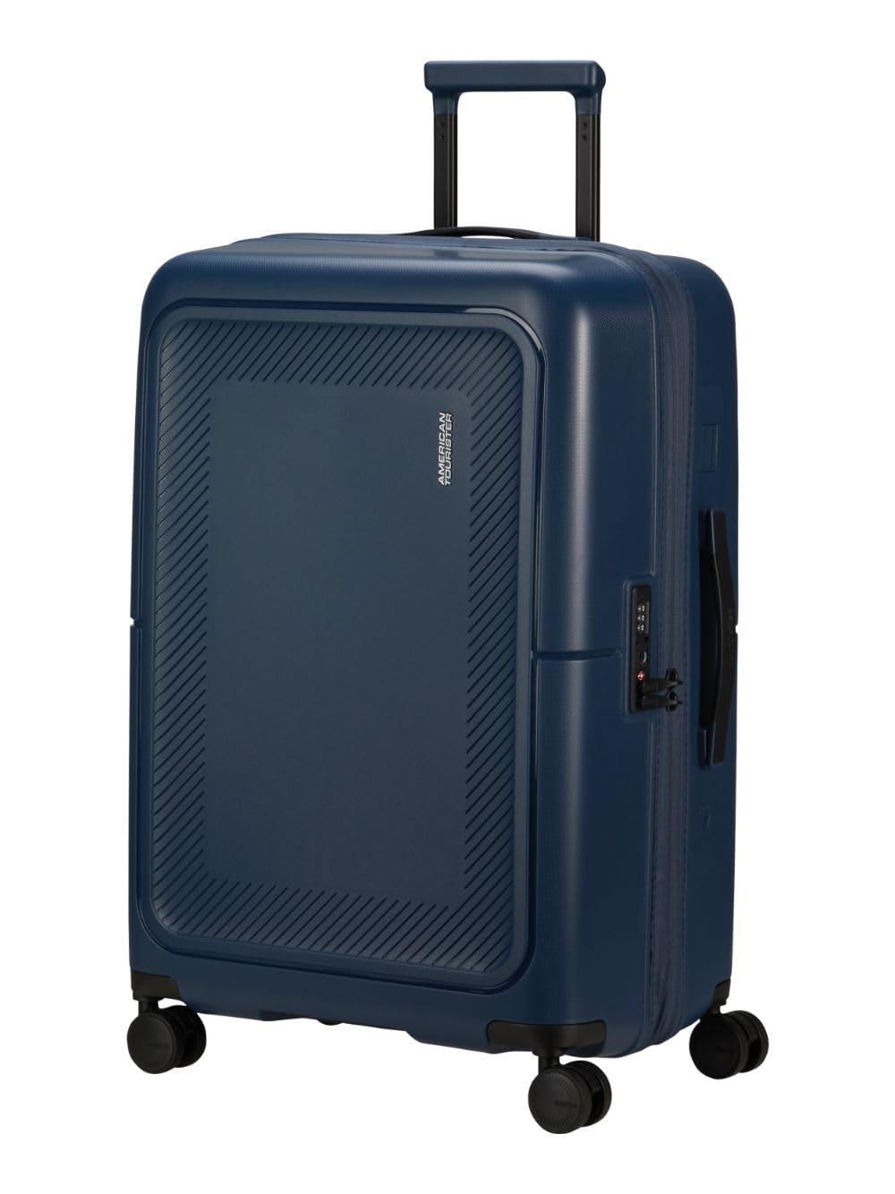 American Tourister Trolley Rigido L espandibile, con 4 ruote girevoli e chiusura integrata con combinazione a 3 cifre con funzione TSA. Dispone di un ampio scomparto principale, cinghie elastiche fe