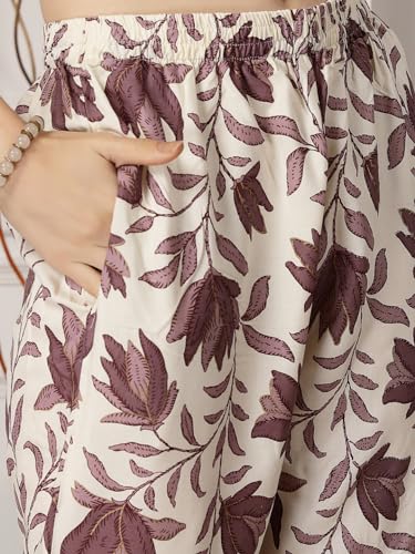 Image of Stylum Women's Floral Printed Rayon Co-Ord Set (CSMAUVELUX Mauve)