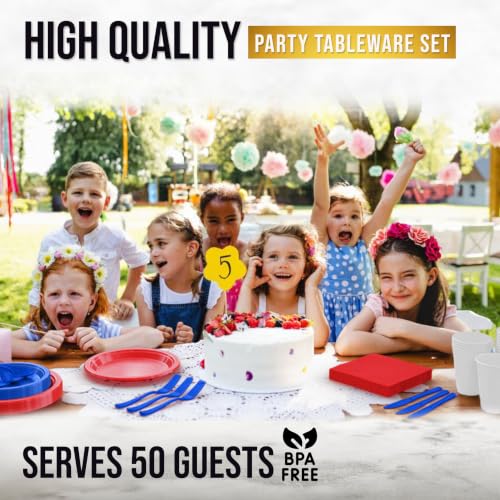 Image of Exquisite 350 Pcs Patriotic Plates and Napkins Party Supplies Plate Sets