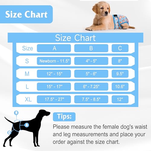 Image of Reusable Female Dog Diaper, Highly Absorbent Doggie Diapers for Female Dogs, Dog Diapers Large