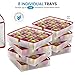 ZOBER Christmas Ornament Storage Box - Stores 128 Ornaments W/ 2 Sided Zipper - Flexible Plastic Christmas Ornament Storage Containers - 3 Inch Cube Compartments - Red