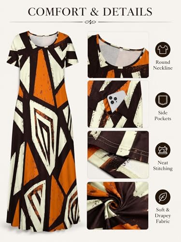 Image of PinkPatty Plus Size Maxi Dress for Women Summer Casual Short Sleeve Tshirt Dresses with Pockets (XL-6XL)