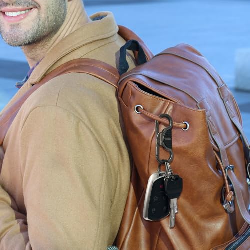 Image of Heavy Duty Keychain with Quick Release Double Carabiner Clip, Key Rings, D Ring, Car Key Holder for Belt Loop