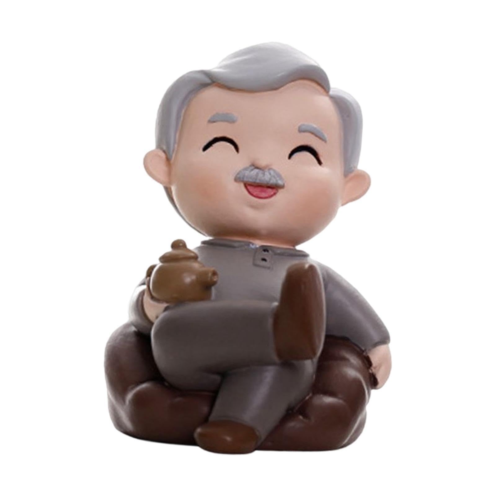 TWISAXC Resin Figurine Grandparents Figurines Old People Couples Gifts Sculpture Loving Elderly Home Garden for Creative Couple Ornament Ornaments Wedding Birthday Cake Toppers, Grandpa, 6.5x4.5cm