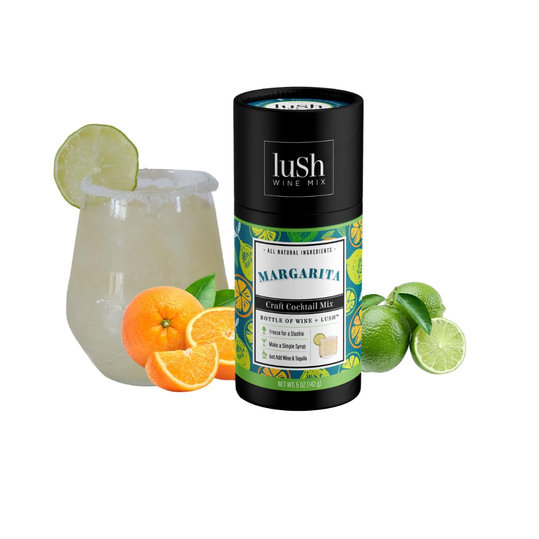 Lush Wine Mix Organic Cocktail Mixers, Drink Mix for 11 Servings of Frozen Wine Slushies, Margaritas, Simple Syrup Cocktails - Margarita - 1 Pack