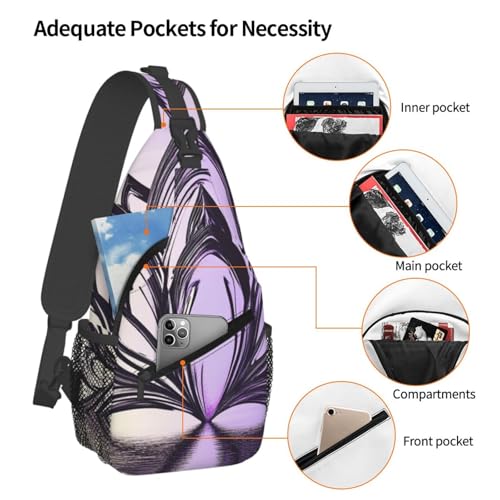 Mochila cruzada tipo bolso, negra, para excursión y uso urbano miniatura 4