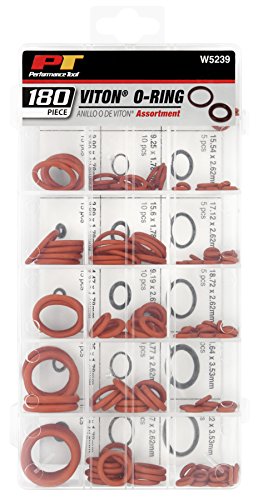 Performance Tool W5239 Polymer Viton O-Ring Assortment, Brown, 180 Pieces, 9Mm-20Mm #TOP1