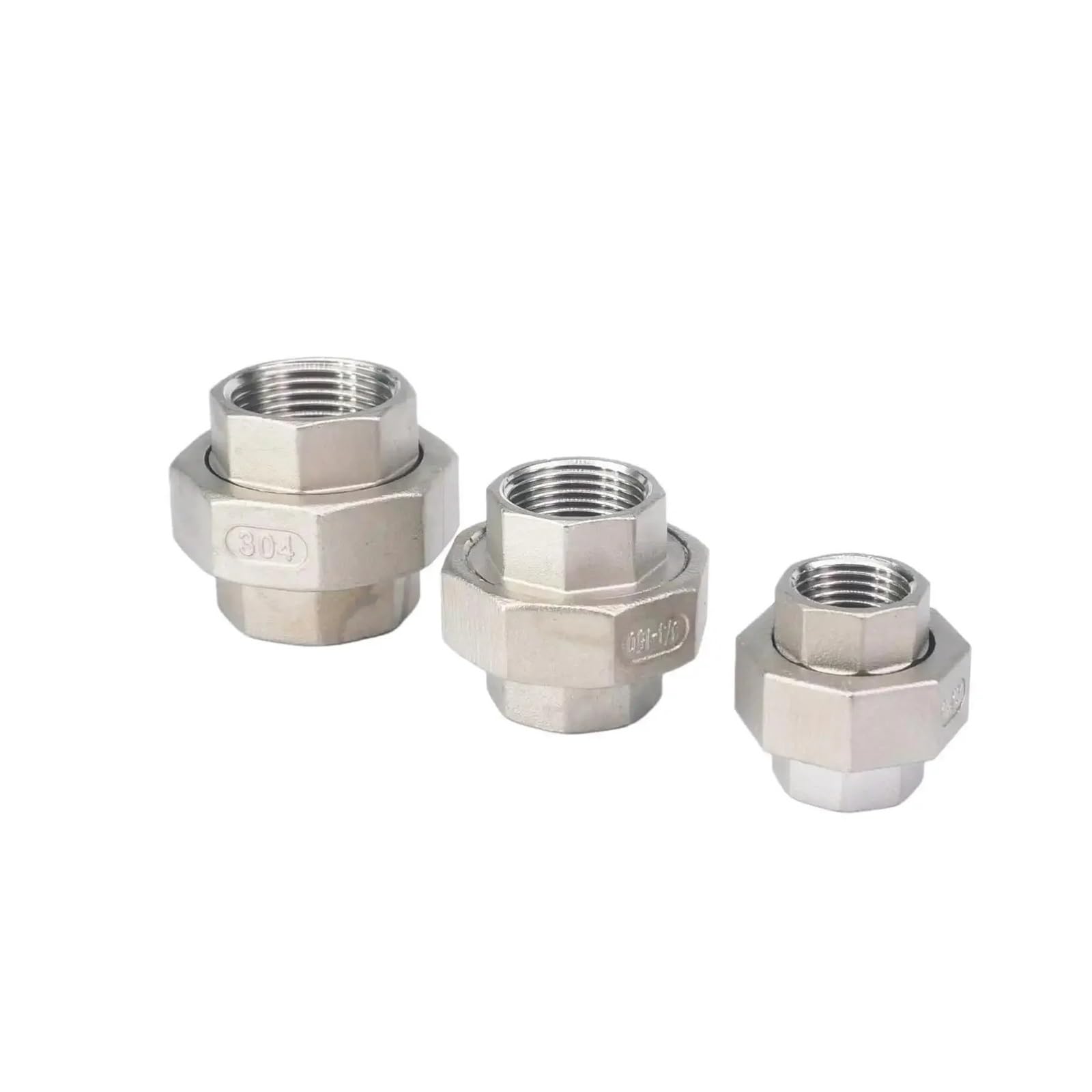 AUOQKQUT 1pc Equal 1" BSP Female Thread 304 Stainless Steel Hex Socket Union Set Pipe Fitting Connector AUOQKQUT