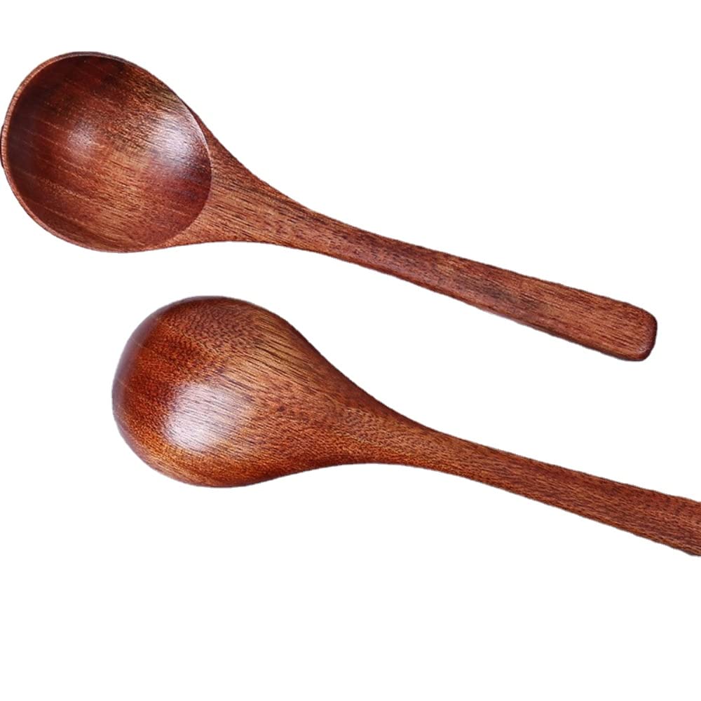 Cuillère en bois massif laqué ancien Nanmu foncé 20 cm haut de gamme