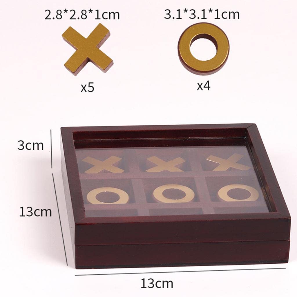 JISADER Wooden Tic Tac Toe Game - Classic Noughts and Crosses Coffee Table Decor Strategy Board Game for Families and Kids - Image 2