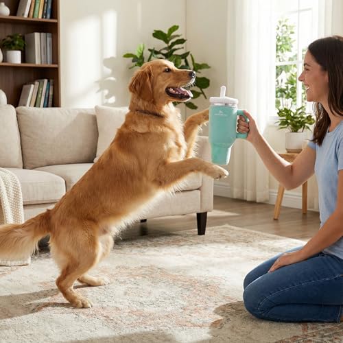 Nestpark Tumbler Cup Funny Dog Toy – Parody Plush Squeaky Crinkle Dog Toy (Seafoam Green)