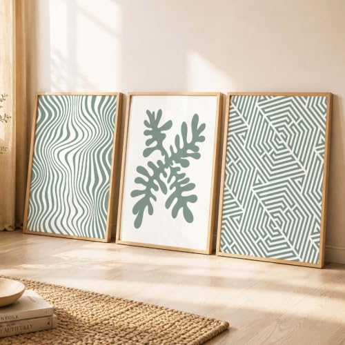 Image of HOTHOUSE Modern Art Home Decoration Pattern Paintings With Frame For Living Room Bed Room Hotel Wall Decor Digital Reprint Set of 3 (10X13 inch)