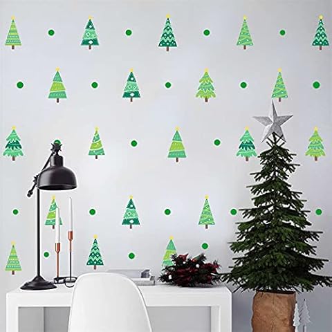 Christmas Wall Decals Christmas Pine Tree Wall Decal Window Wall Stickers Dots Wall Decals Christmas Peel and Stick Wall Decals Home Holiday Decorations Cover