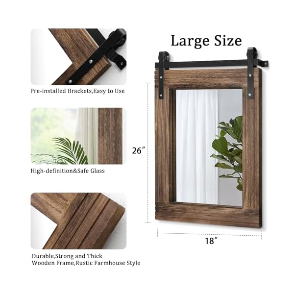   AAZZKANG-Rustic-Wood-Mirror-Rectangle-Decorative-Wall-Mirror-Large-26x18-with-Frame-Bedroom-Living-Room-Bathroom-Hanging-Mirror