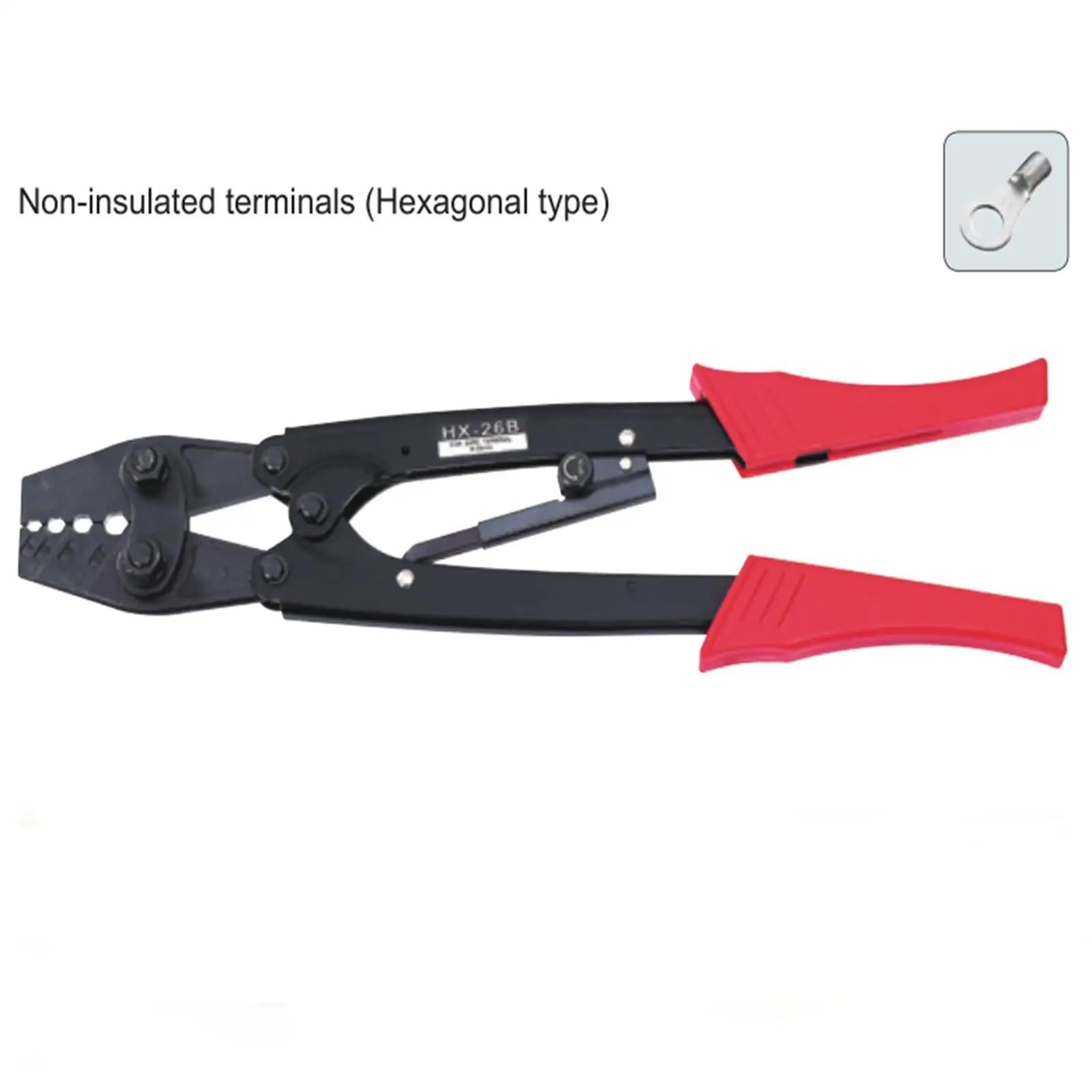 Alicates for engarzar con trinquete Tipo Hexagonal, terminales no aislados, 10-3AWG, 6-25mm2