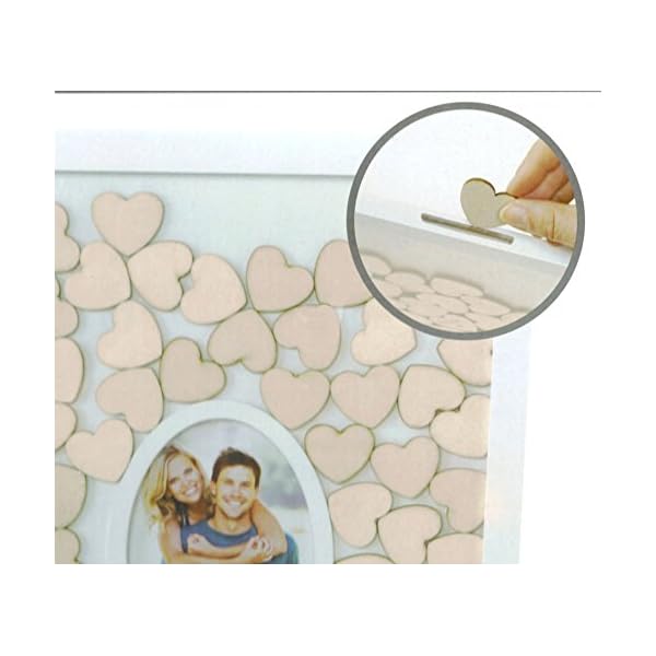 Spetebo Gästebuch mit Fotorahmen und 72 Holz Herzen zum beschriften - Hochzeits Gästebuch Hochzeitsgästebuch – Bild 3