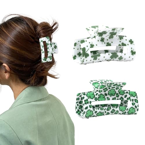 CURASA St. Patrick's Day �o���X�N���b�v �����p �K�[���Y 2�� ���b�L�[ �V�������b�N �N���[�o�[ �w�A�N���b�v �O���[�� & �z���C�g �A�C���b�V�� �~�f�B�A�� �w�A �A�N�Z�T���[ �m���X���b�v �����` �N���[�N���b�v �w�A �f