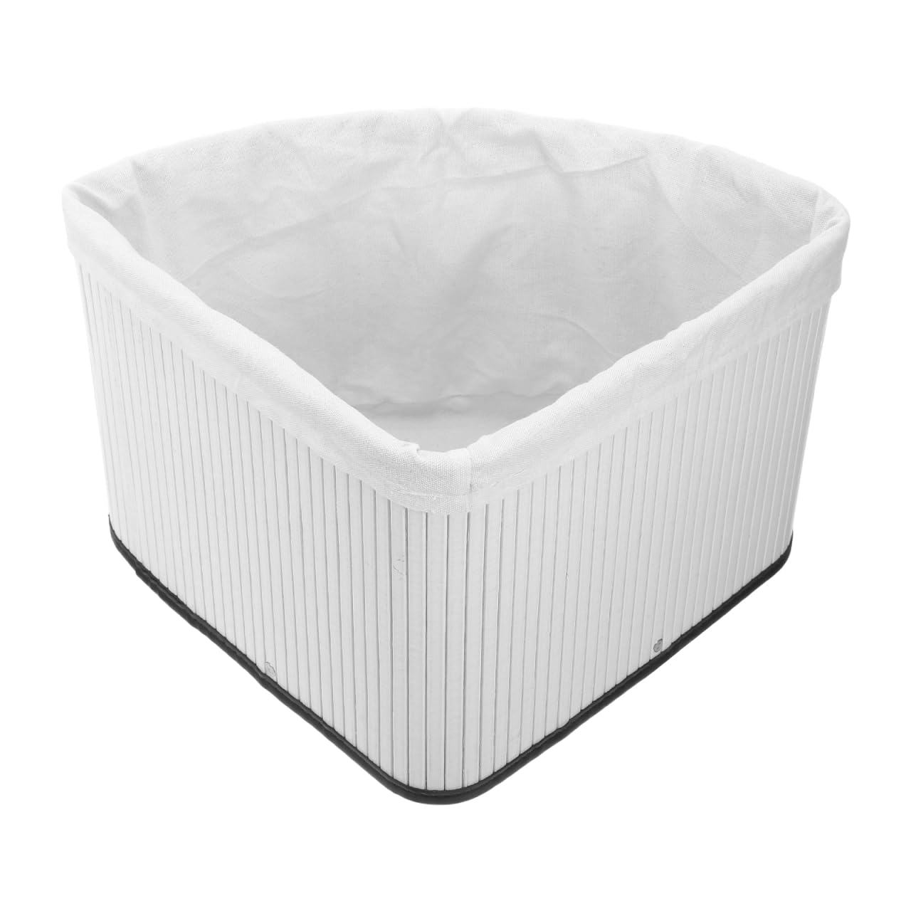 BESPORTBLE Fan Shaped Corner Storage Basket White Plastic Triangle Shelf Organizer Bin for Pantry Kitchen Nursery Bathroom - Robust 29cm Radius Triangular Container for Socks Toys Cleaning Supplies
