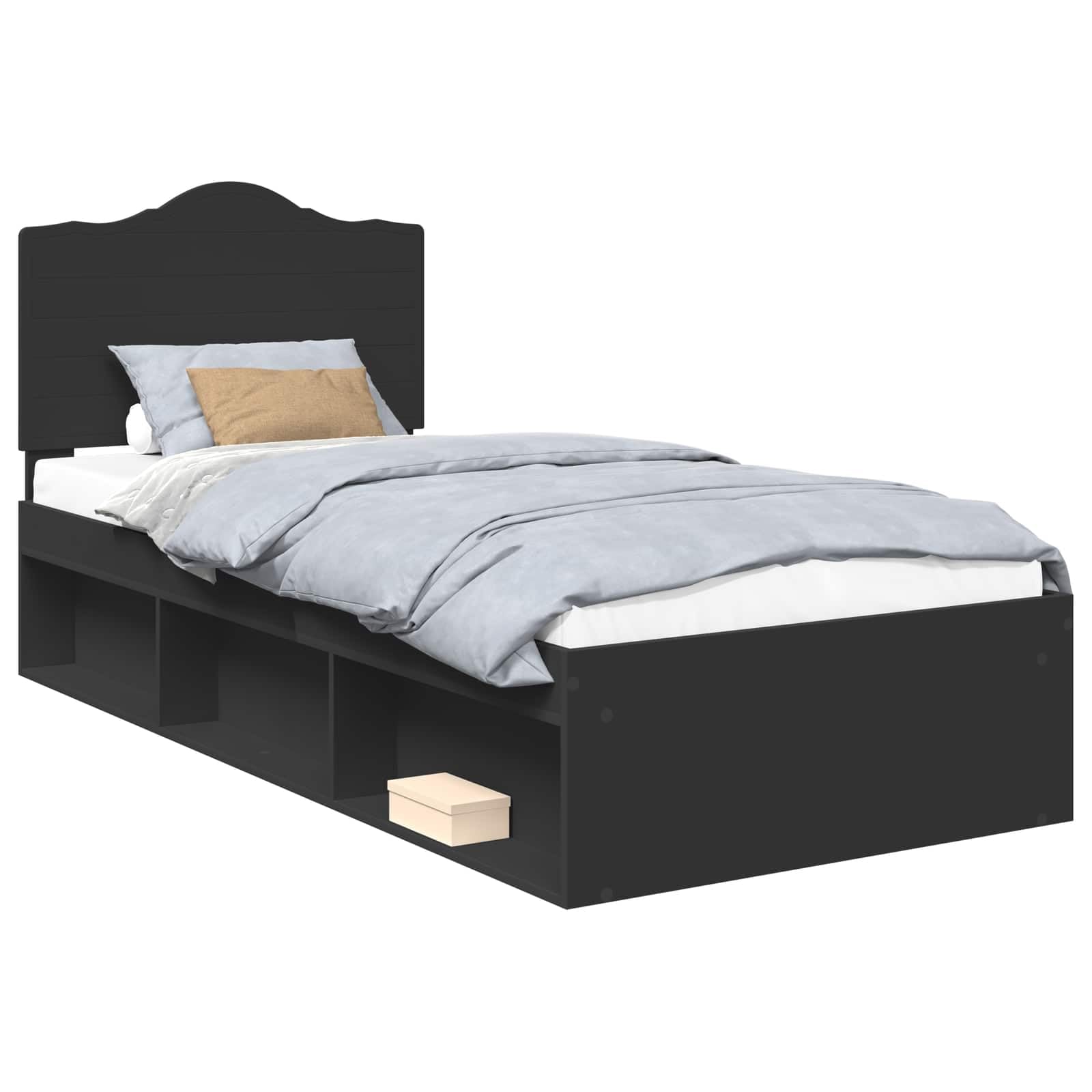 vidaXL Estructura de Cama Negro 100 x 200 cm Madera de Pino Macizo