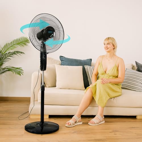 Cecotec Standventilator EnergySilence 515 MaxFlow Black, 45W, Durchmesser von 16", 5 Blätter, 1h Timer, 3 Geschwindigkeiten und automatische Oszillation, Höhenverstellbar bis 135cm 6