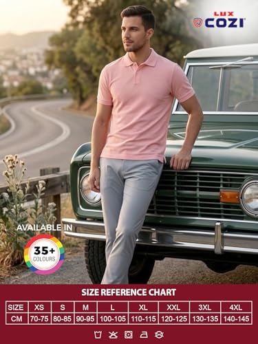 Image of Lux Cozi Men's Cotton Solid Polo Tshirt | Collar Tshirts | Half Sleeves | Stylish & Premium All Day Wear | Pack of 1