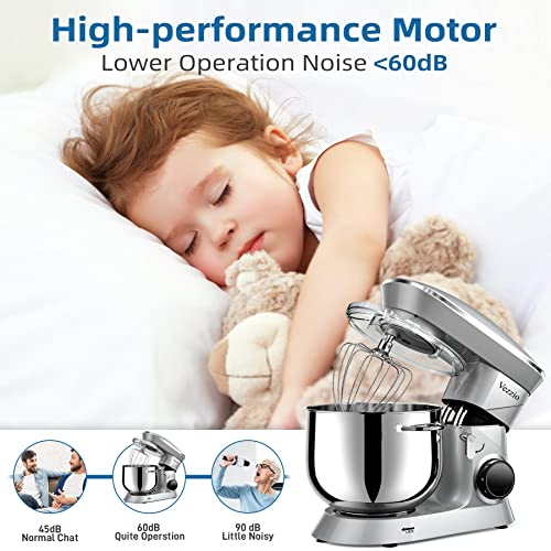 9.5 Qt Stand Mixer, 10-Speed Tilt-Head Food Mixer, Vezzio 660W Kitchen Electric Mixer with Stainless Steel Bowl, Dishwasher-Safe Attachments for Most Home Cooks (Silver) - Image 6