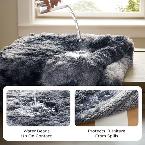 Bedsure Waterproof Dog Blankets for Large Dogs - Cat Blanket for Couch Protector Washable Long Faux Fur,Calming Soft Reversible Throw Furniture Protection for Puppy Pet, 50"x60", Tie-dye Grey - Image 4