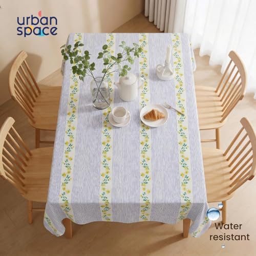 Image of Urban Space Table Cover for Dining 4 Seater, Water, Dust and Stain Resistant Dining Table Cloth for 4 Seater, Anti Skid Cover Cloth for Center Table, Home Decor (Vine Lines Blue- 52 inchx72 inch)
