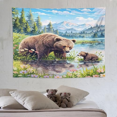 Impression 3D Tapisserie Ours DCCCY Tenture Murale 150x200cm