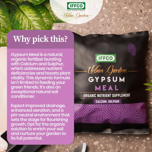 Image of IFFCO Urban Gardens - Gypsum Meal - 9Kg - Organic Calcium Sulphate Fertilizer & Soil Conditioner for Lawns, Plants and Home Garden - Plant Nutrient Supplement in Slow-Release Powder