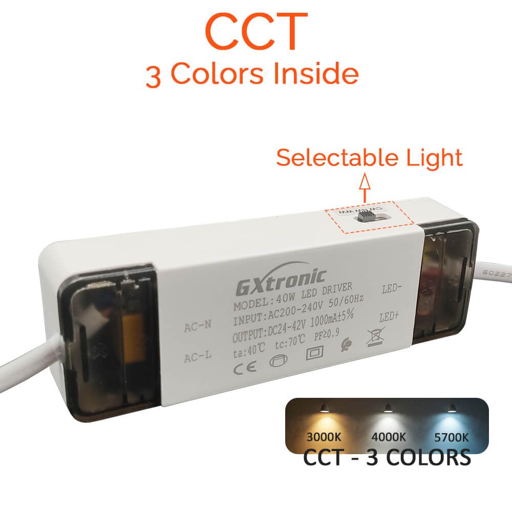 FactorLED Foco Proyector LED 40W, Rectangular 120º, Empotrable, Orientable, Iluminación Interior, Focos para Comercios, Luz Seleccionable CCT 3000K 4000K y 5700K