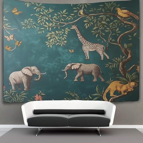 kaiyun Savane bleue Tapisserie,Thème animalier Décoration Murale En Tissu Pour La Chambre À Coucher Le Salon Le Dortoir,130cmx150cm