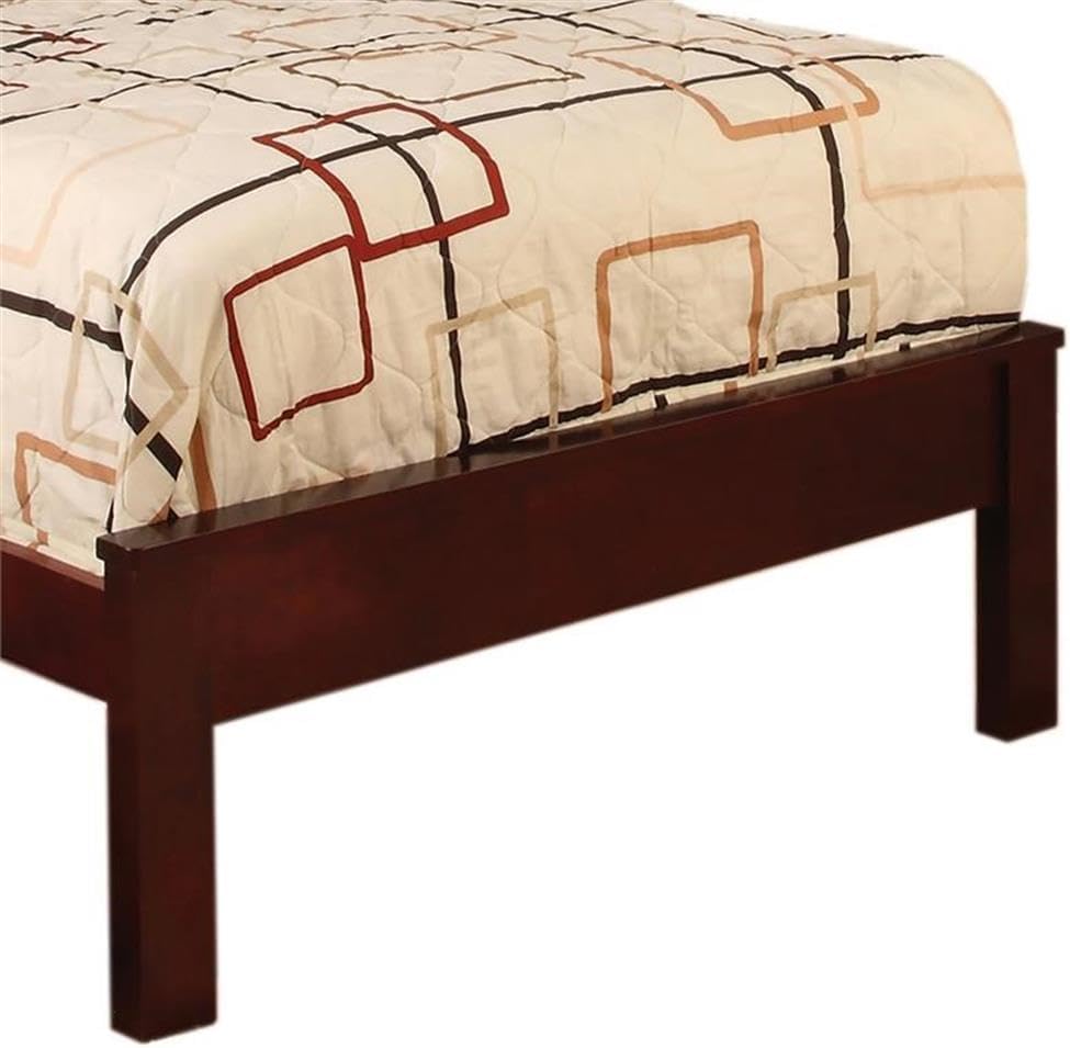 BOWERY HILL Twin Platform Bed, Solid Wood/Wood Veneer/MDF, Cherry Finish, 80 x 43.5 x 45 in, Rail Paneled Headboard, Slat Kit Included, Low-Profile Footboard, Kids Bedroom Furniture
