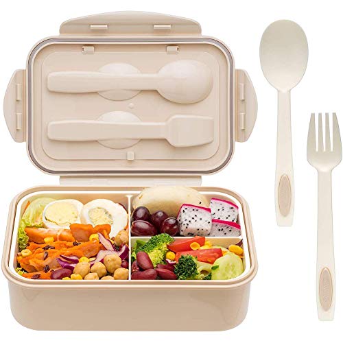 Fiambreras Bento con 3 Compartimentos y Cuchara Fiambrera Bento Herm�tica a Prueba de Fugas de 1000 ml para Microondas y Lavavajillas