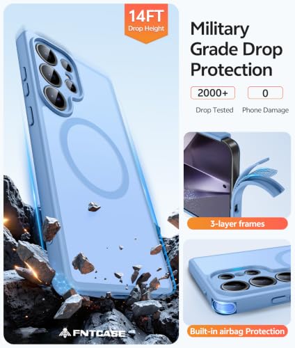 Image of FNTCASE for Samsung Galaxy S24 Ultra Case: [Fit for Magsafe] [Full Camera Protection] Translucent Matte Cases with [Screen Protector] Military Grade Shockproof Protective Phone Cover