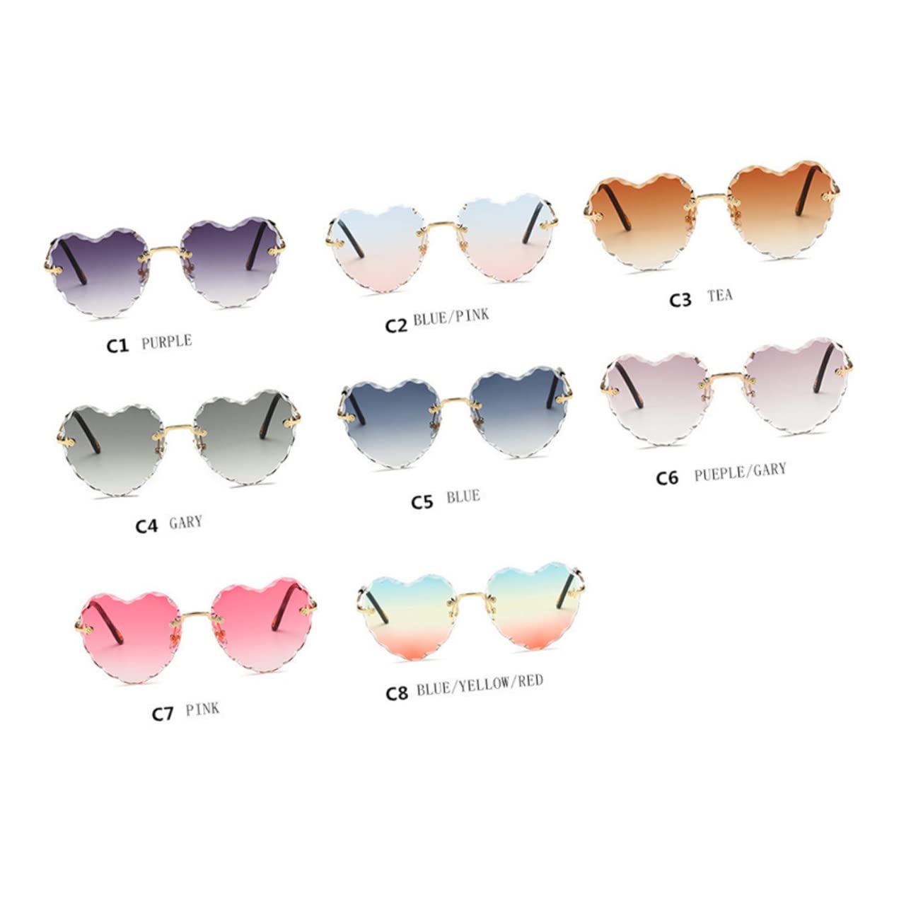 GALPADA 3 Pz occhiali anti UV sunglasses bicchieri divertenti occhiali da sole metallici per le donne occhiali trasparenti per protezione occhiali da sole da festa occhiali da sole a cuore