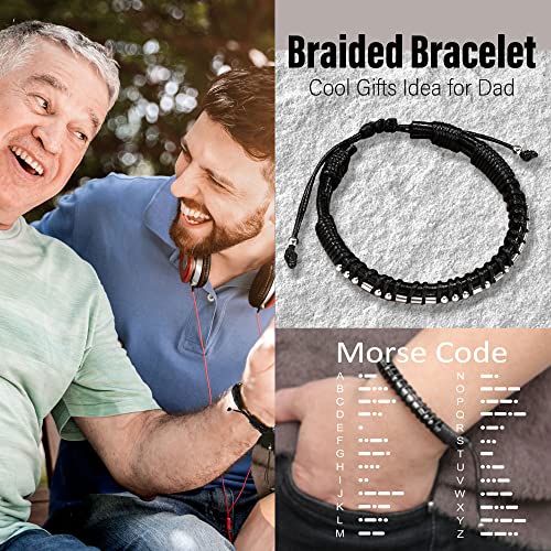 Inspirational Gifts for Men Morse Code Bracelets Mens Bracelets Graduation Gifts for Him Fathers Day Adjustable Leather Bracelet Motivational Birthday Annivesary Jewelry Stocking Stuffers for Men