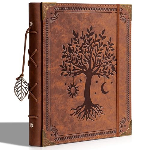 Vintage Photo Album 4x6 Leather Scrapbook Album with Writing Space 120 Photos & 30 Sheets DIY Paper Memory Albums Book for Anniversary Travel Vacation Family Tree Brown