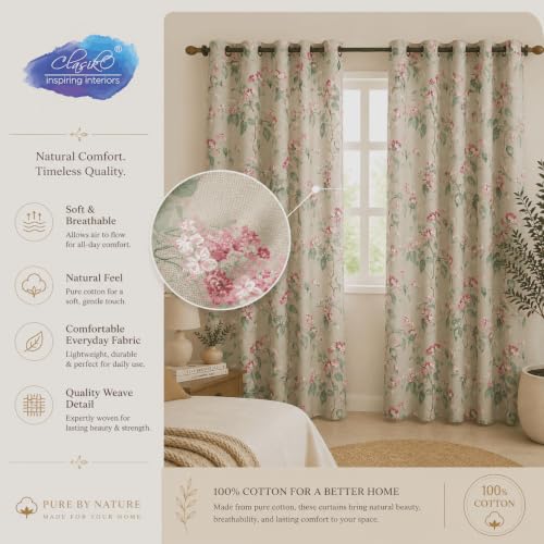 Image of Clasiko Cotton Sheer Curtain Set of 2 | 54x60 Inches /5 Feet | Linen Texture | Rose Blush | 40% Light Filtering | 54x60 Inches | Printed Window Curtain for Living Room, Bedroom