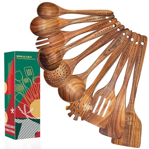 Christmas Teak Wooden Kitchen Utensil Set (10 pcs)