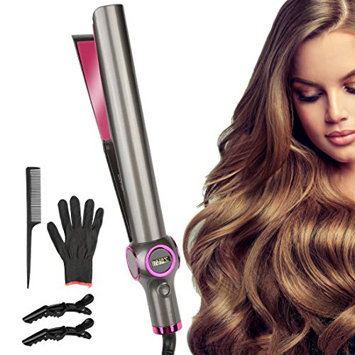 Etmury Glätteisen & Lockenstab - Curl&Straight 2in1 Multistyler [Upgrade]: geschwungene Stylingplatten zum Glätten, Locken & Wellen, Haarglätter mit Temperatureinstellung