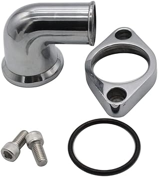 1 SET SHLPDFM chrome Steel Chevy Water Neck 90 degree Swivel Polished aluminum Water Neck Thermostat Housing Compatible with SBC BBC CHEVY 327 350 396 454 Engines